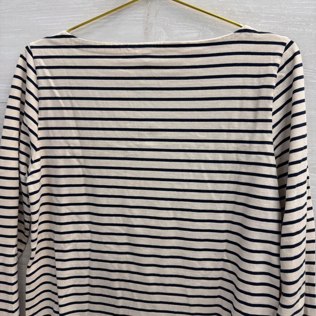 J Crew Ivory/Navy Striped Longsleeve Top Medium