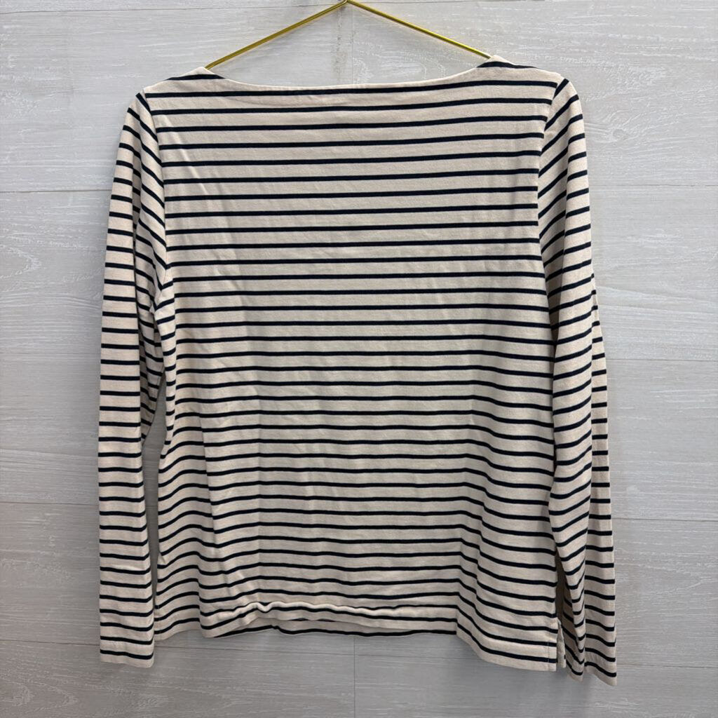 J Crew Ivory/Navy Striped Longsleeve Top Medium