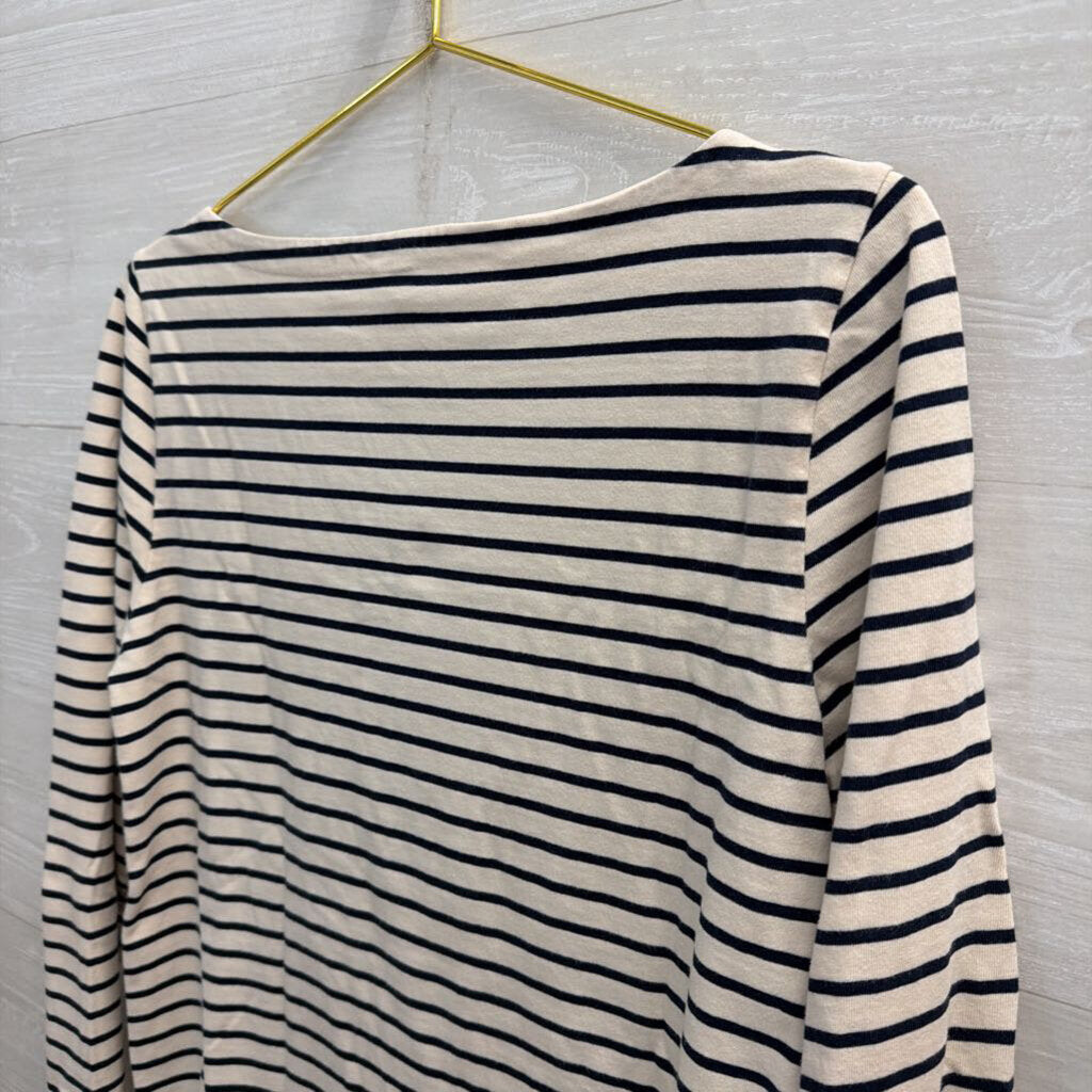 J Crew Ivory/Navy Striped Longsleeve Top Medium