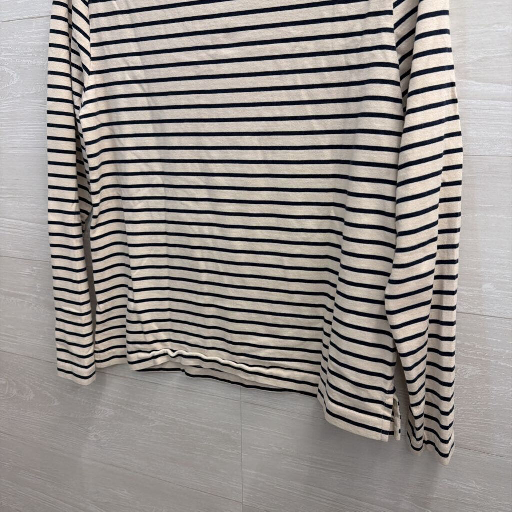 J Crew Ivory/Navy Striped Longsleeve Top Medium