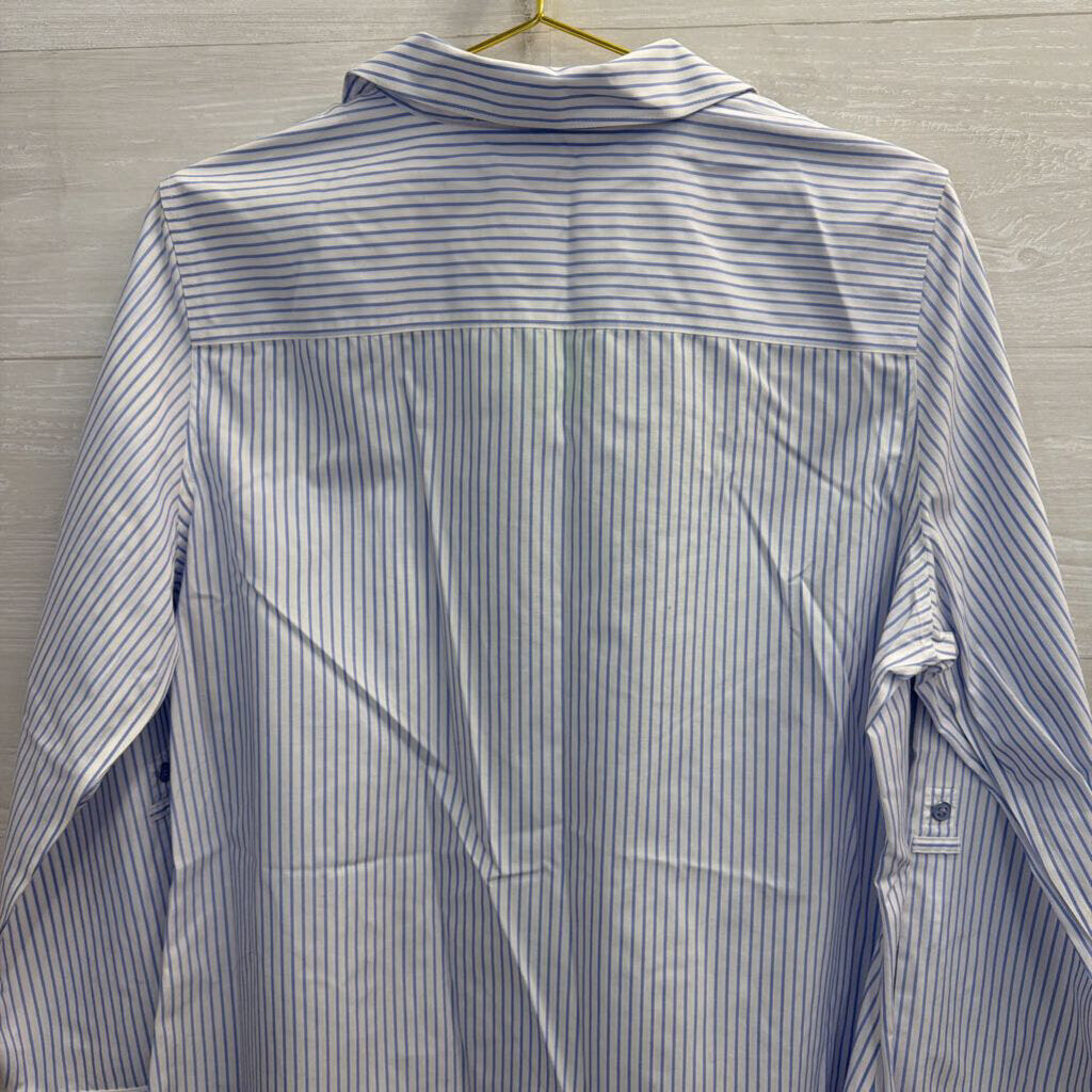 Chico's White/Blue Striped Button Up 2