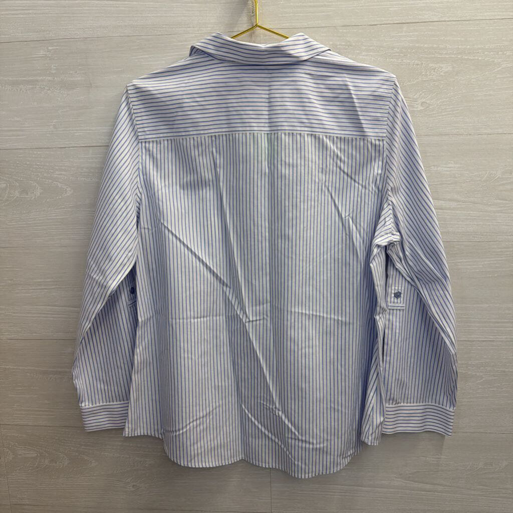 Chico's White/Blue Striped Button Up 2