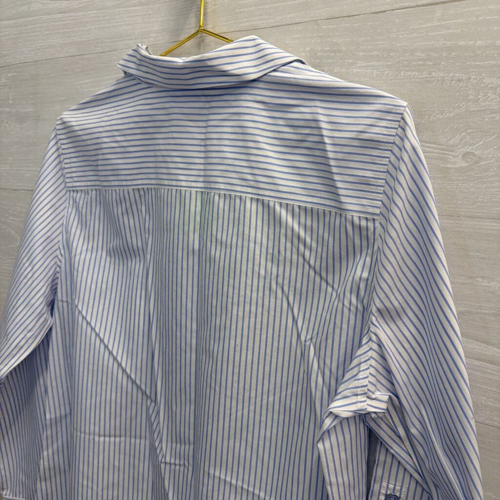 Chico's White/Blue Striped Button Up 2