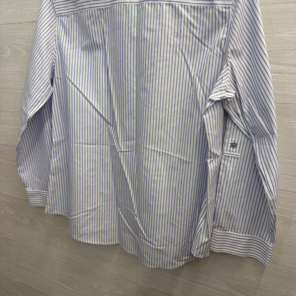 Chico's White/Blue Striped Button Up 2