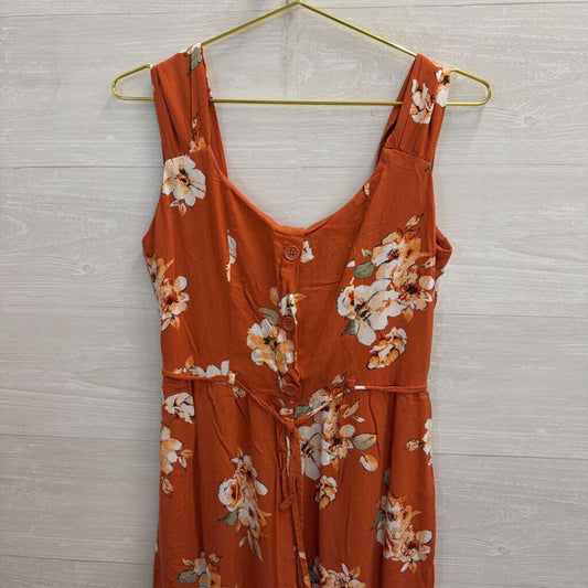 BOG Collective Burnt Orange Floral Jumpsuit Small