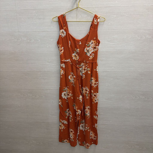 BOG Collective Burnt Orange Floral Jumpsuit Small