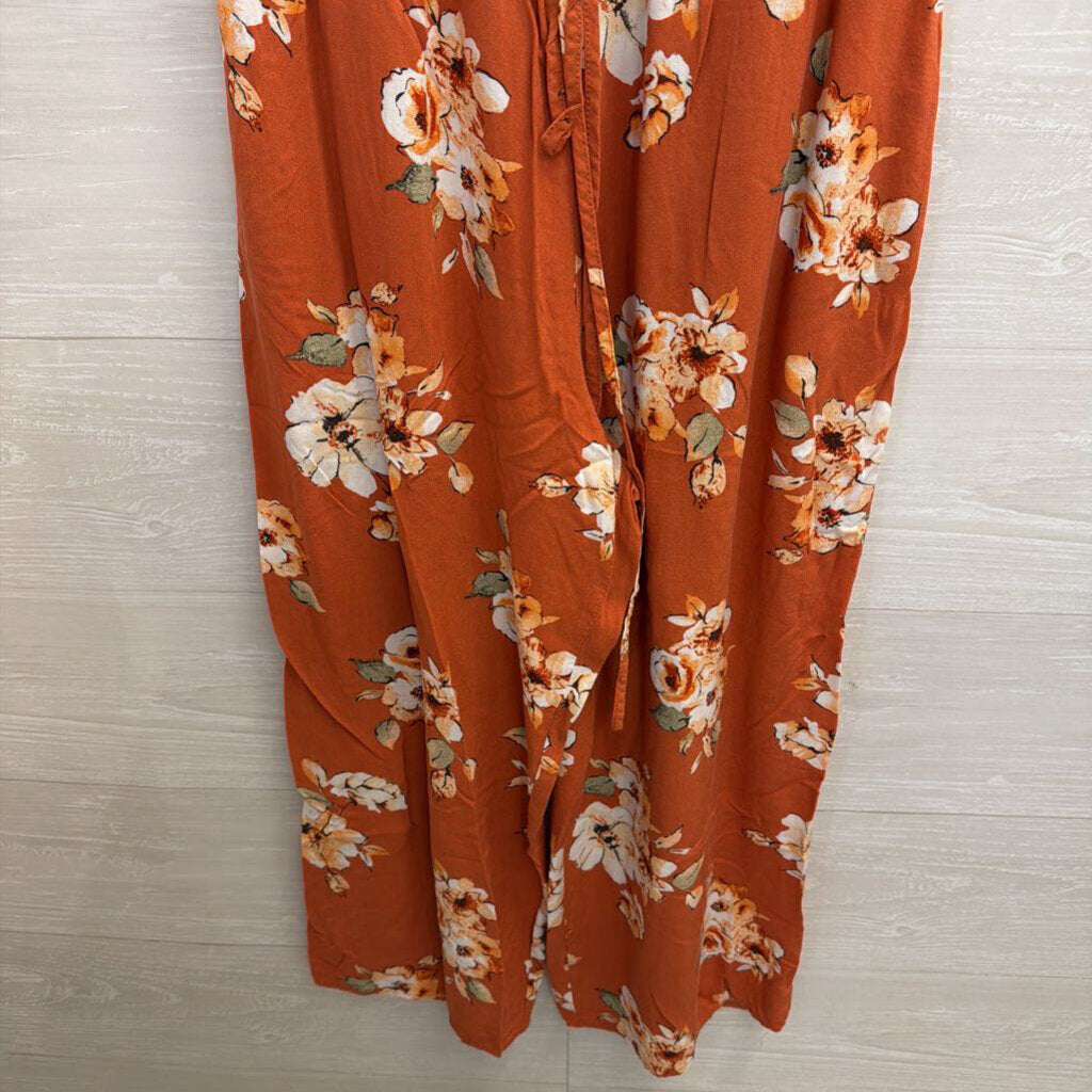 BOG Collective Burnt Orange Floral Jumpsuit Small