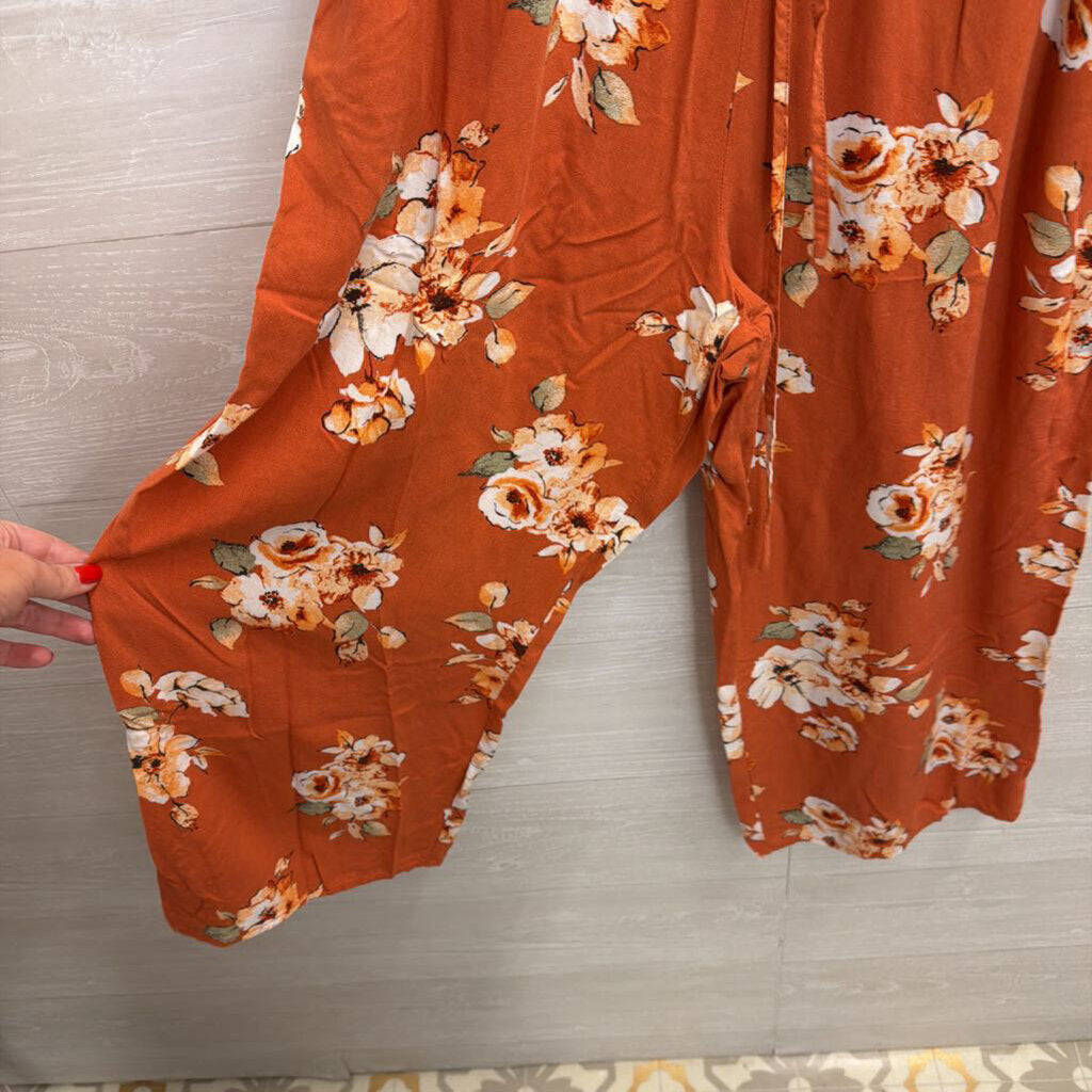 BOG Collective Burnt Orange Floral Jumpsuit Small