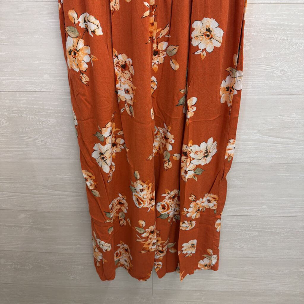 BOG Collective Burnt Orange Floral Jumpsuit Small