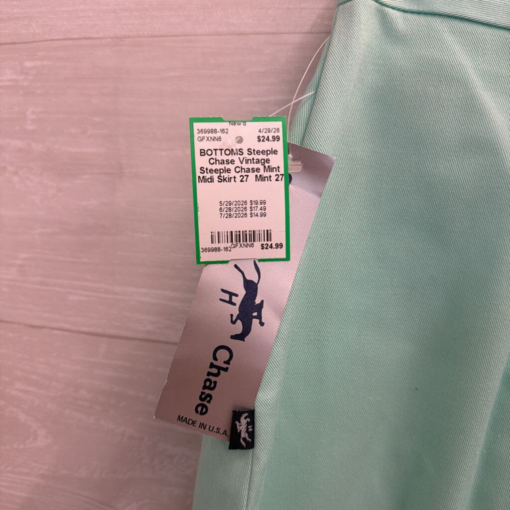 Vintage Steeple Chase Mint Midi Skirt 27