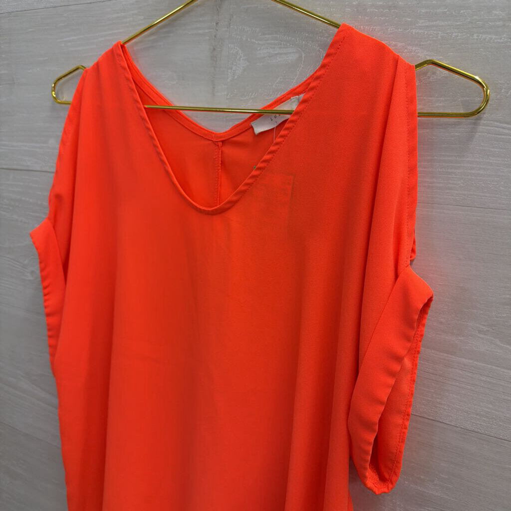 Lush Neon Orange Cold Shoulder Shortsleeve Top XS