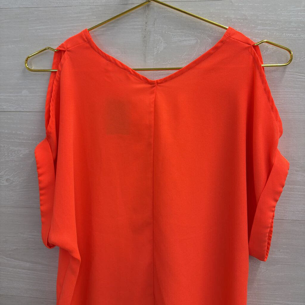 Lush Neon Orange Cold Shoulder Shortsleeve Top XS