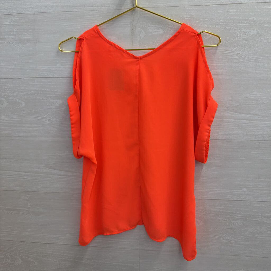 Lush Neon Orange Cold Shoulder Shortsleeve Top XS