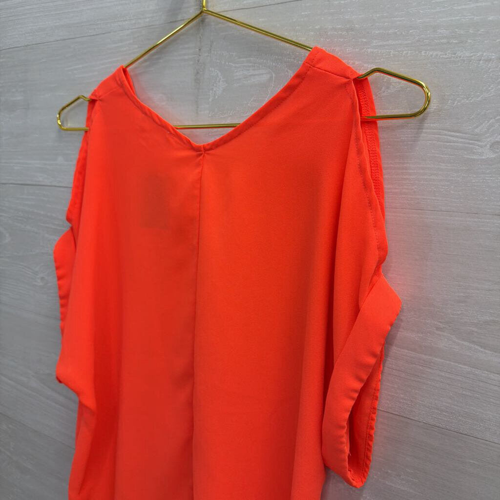 Lush Neon Orange Cold Shoulder Shortsleeve Top XS