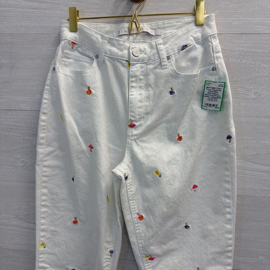 Tinseltown White/Multi Embroidered Mushroom/Flower Denim 7