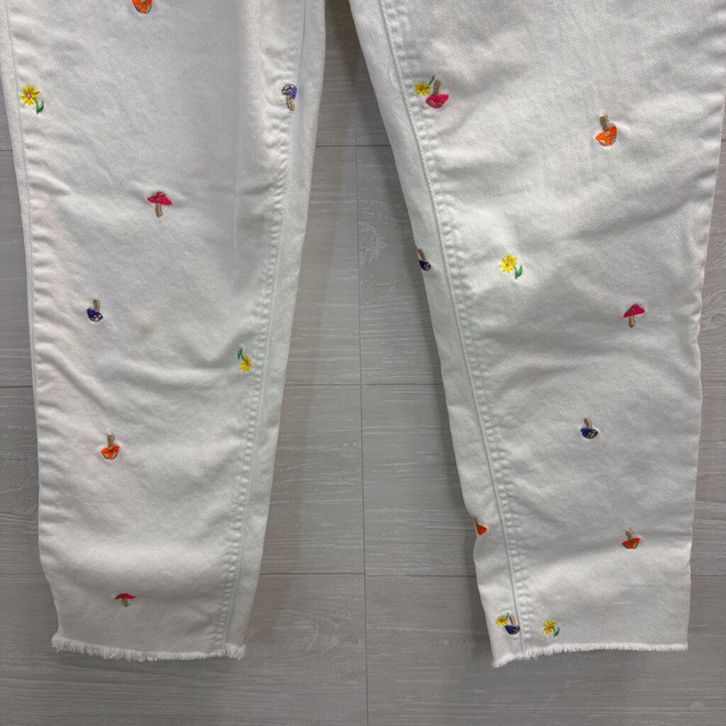 Tinseltown White/Multi Embroidered Mushroom/Flower Denim 7