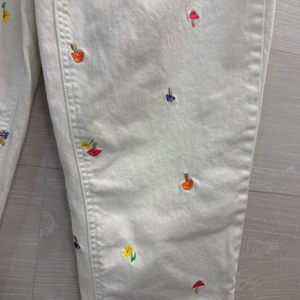 Tinseltown White/Multi Embroidered Mushroom/Flower Denim 7