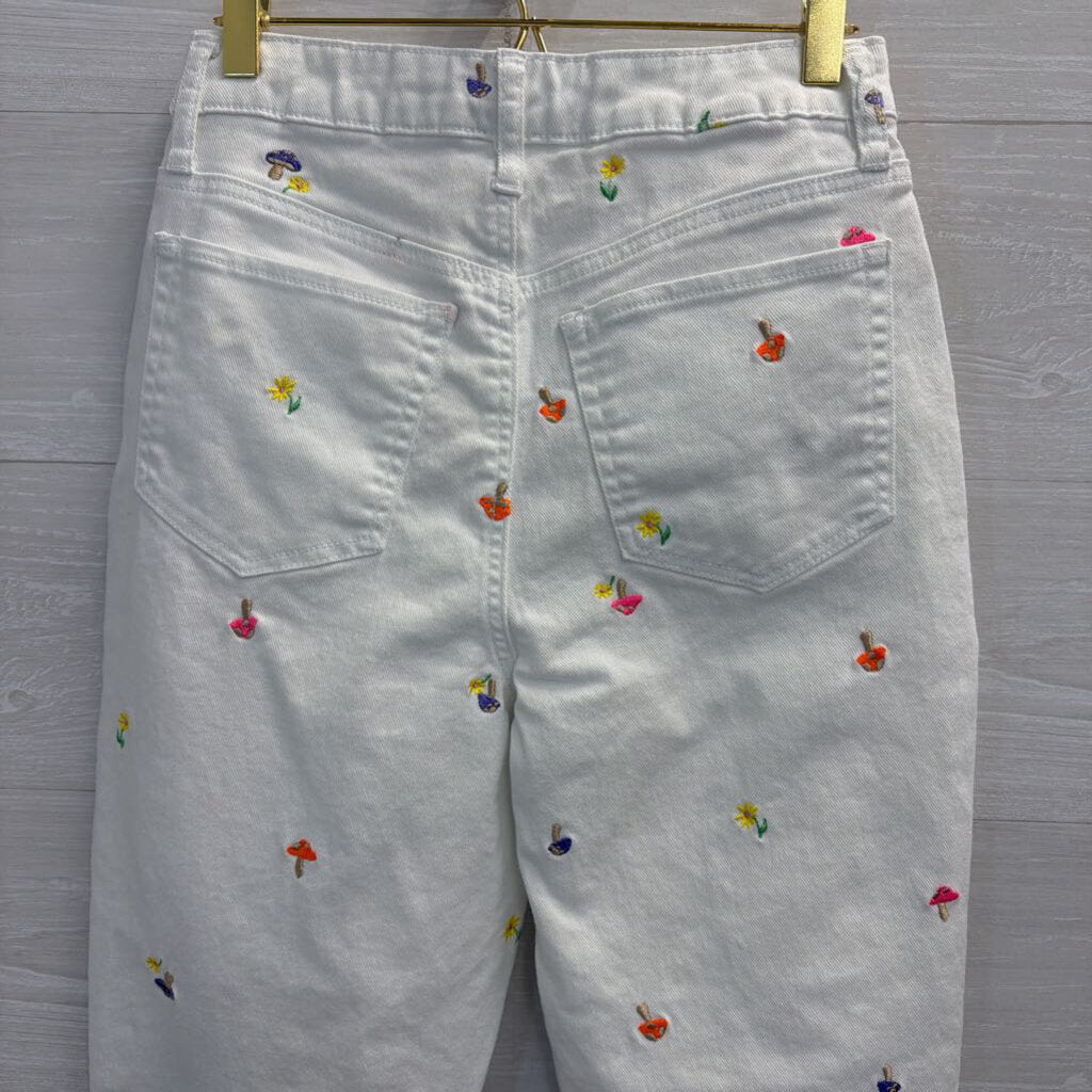 Tinseltown White/Multi Embroidered Mushroom/Flower Denim 7