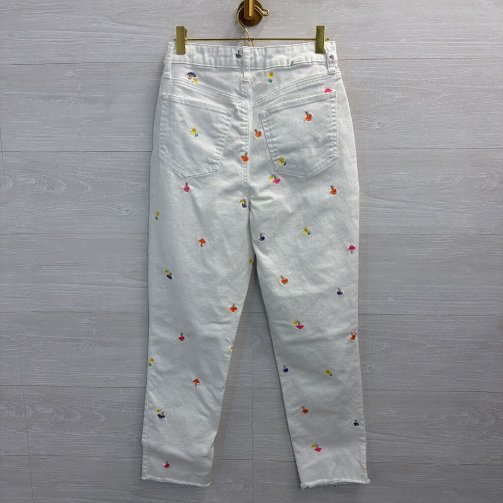 Tinseltown White/Multi Embroidered Mushroom/Flower Denim 7