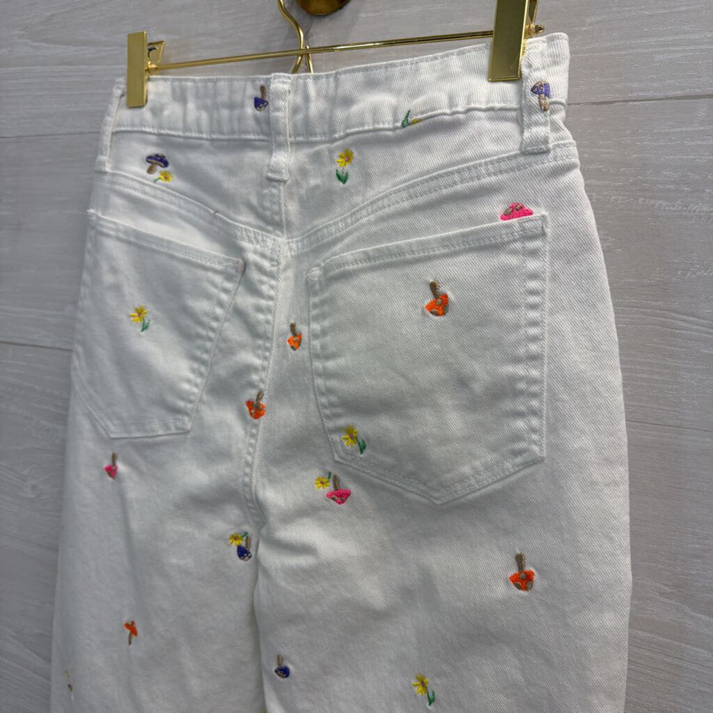 Tinseltown White/Multi Embroidered Mushroom/Flower Denim 7