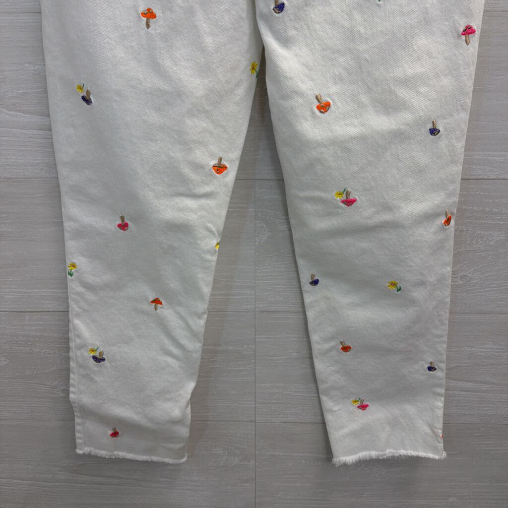 Tinseltown White/Multi Embroidered Mushroom/Flower Denim 7
