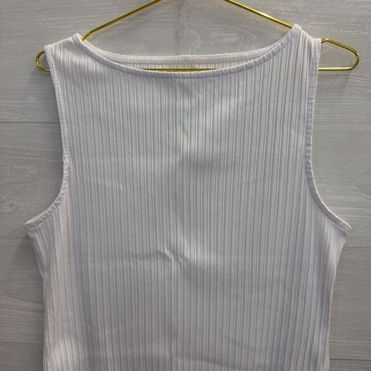 Madewell White Ribbed Boatneck Tank XL