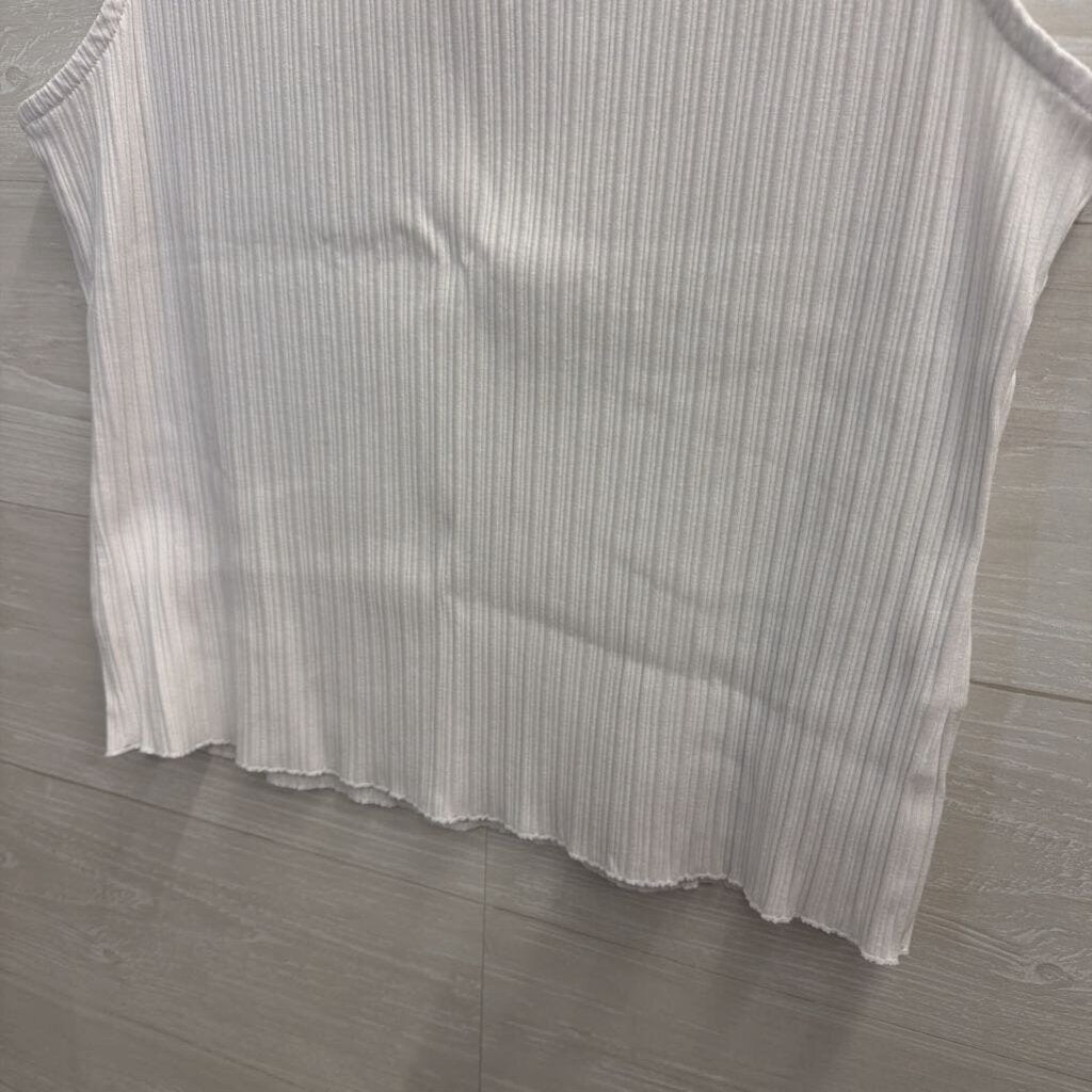 Madewell White Ribbed Boatneck Tank XL