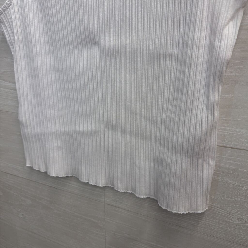 Madewell White Ribbed Boatneck Tank XL