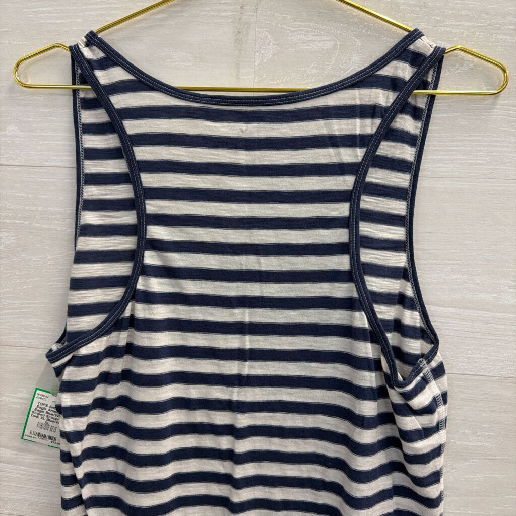 American Eagle Blue/White Striped Scoopneck Tank XL