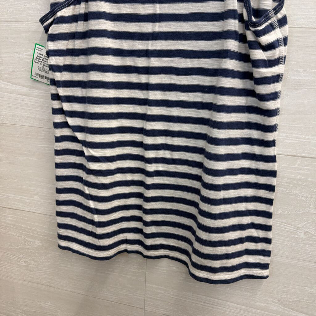 American Eagle Blue/White Striped Scoopneck Tank XL