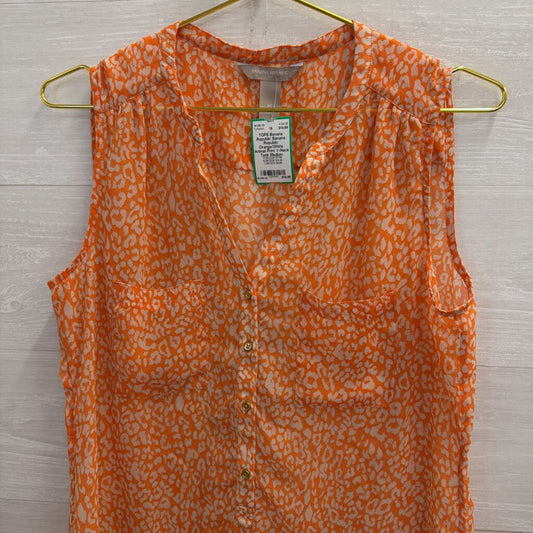Banana Republic Orange/White Animal Print V-Neck Tank Medium