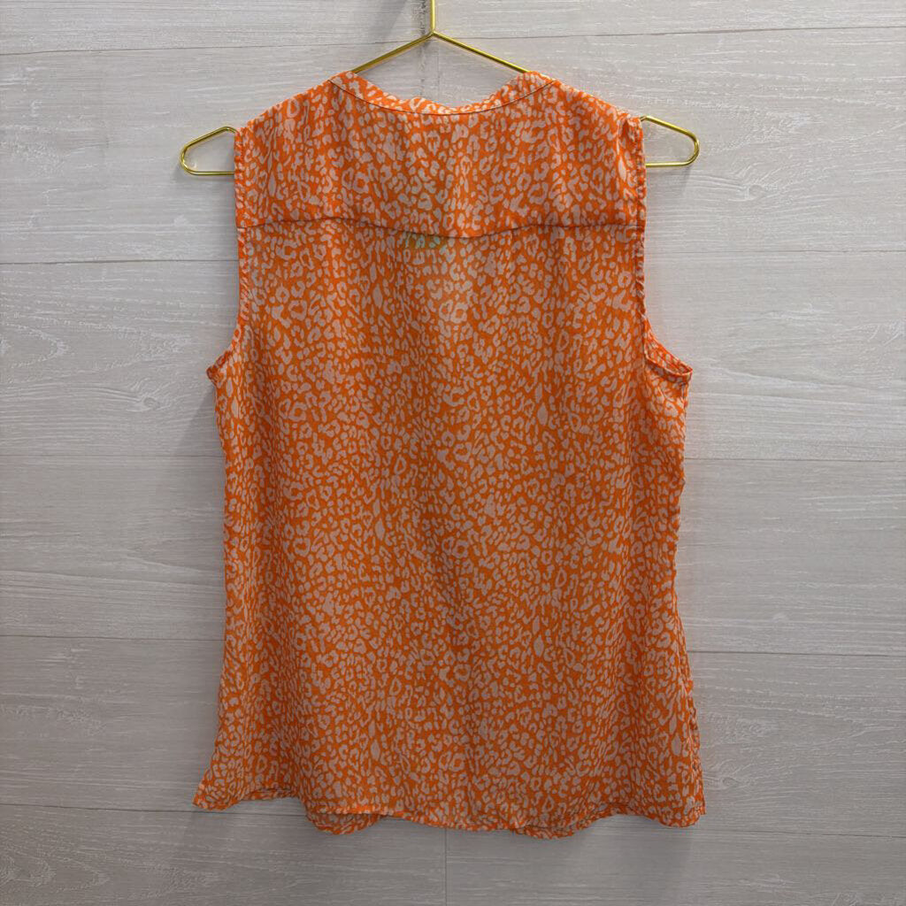 Banana Republic Orange/White Animal Print V-Neck Tank Medium