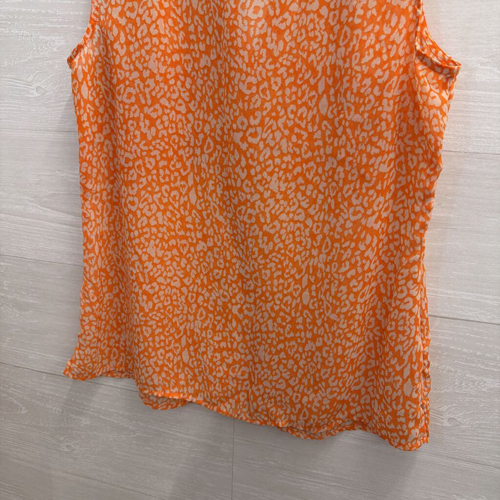 Banana Republic Orange/White Animal Print V-Neck Tank Medium
