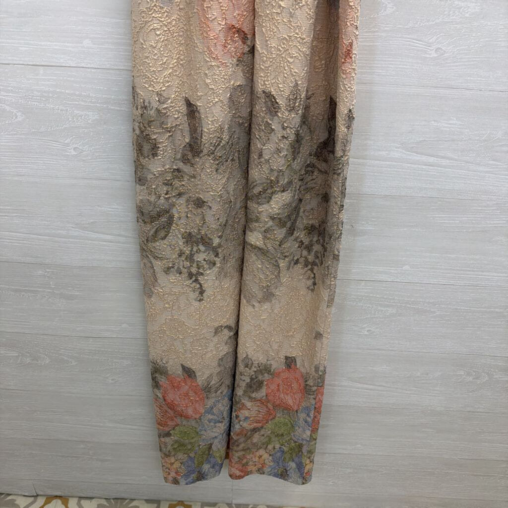 Adrianna Papell Beige/Multi Floral Print Column Dress with Ribbon Belt 2