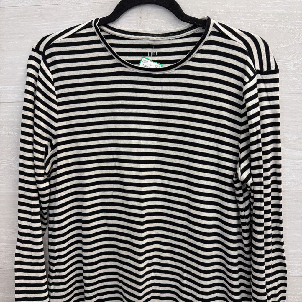J Jill White/ Black Striped Long Sleeve Top Medium