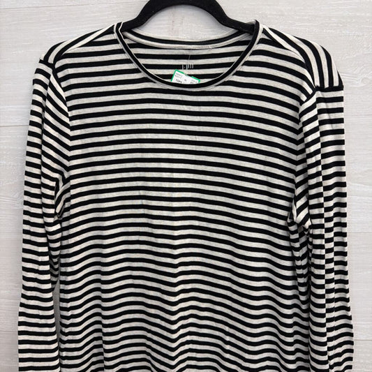 J Jill White/ Black Striped Long Sleeve Top Medium
