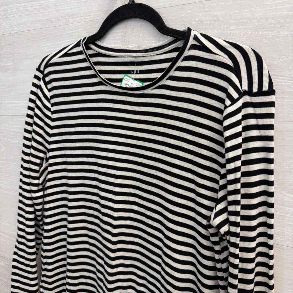 J Jill White/ Black Striped Long Sleeve Top Medium