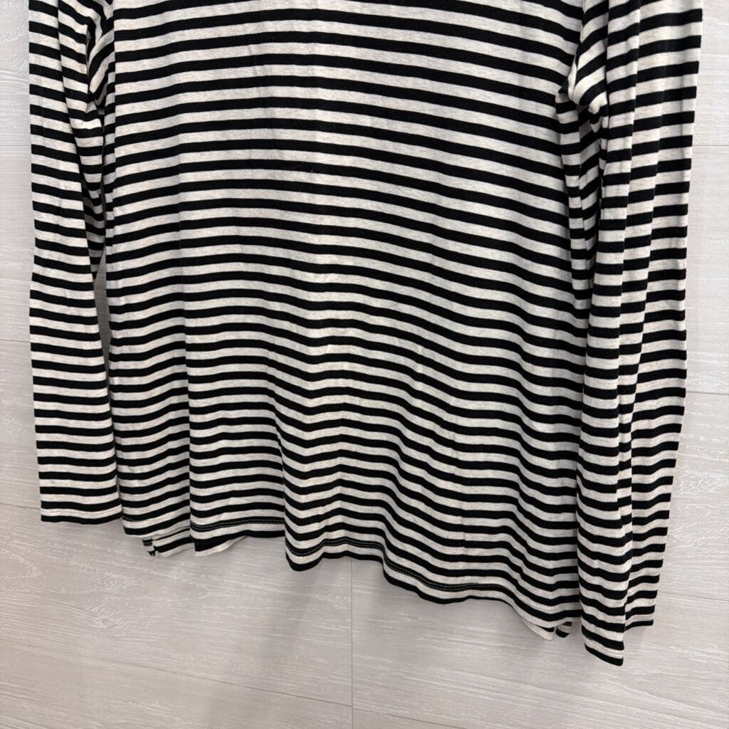 J Jill White/ Black Striped Long Sleeve Top Medium