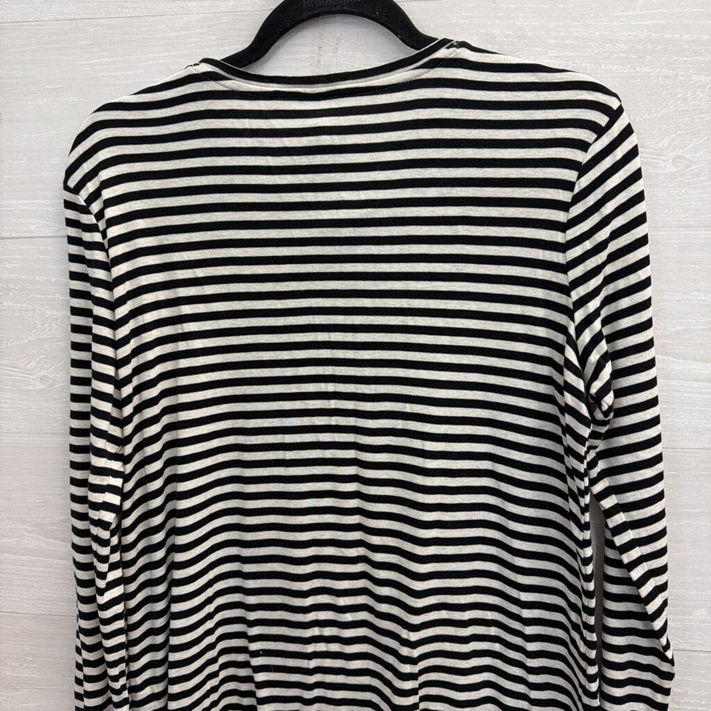 J Jill White/ Black Striped Long Sleeve Top Medium