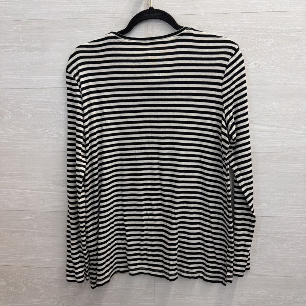 J Jill White/ Black Striped Long Sleeve Top Medium