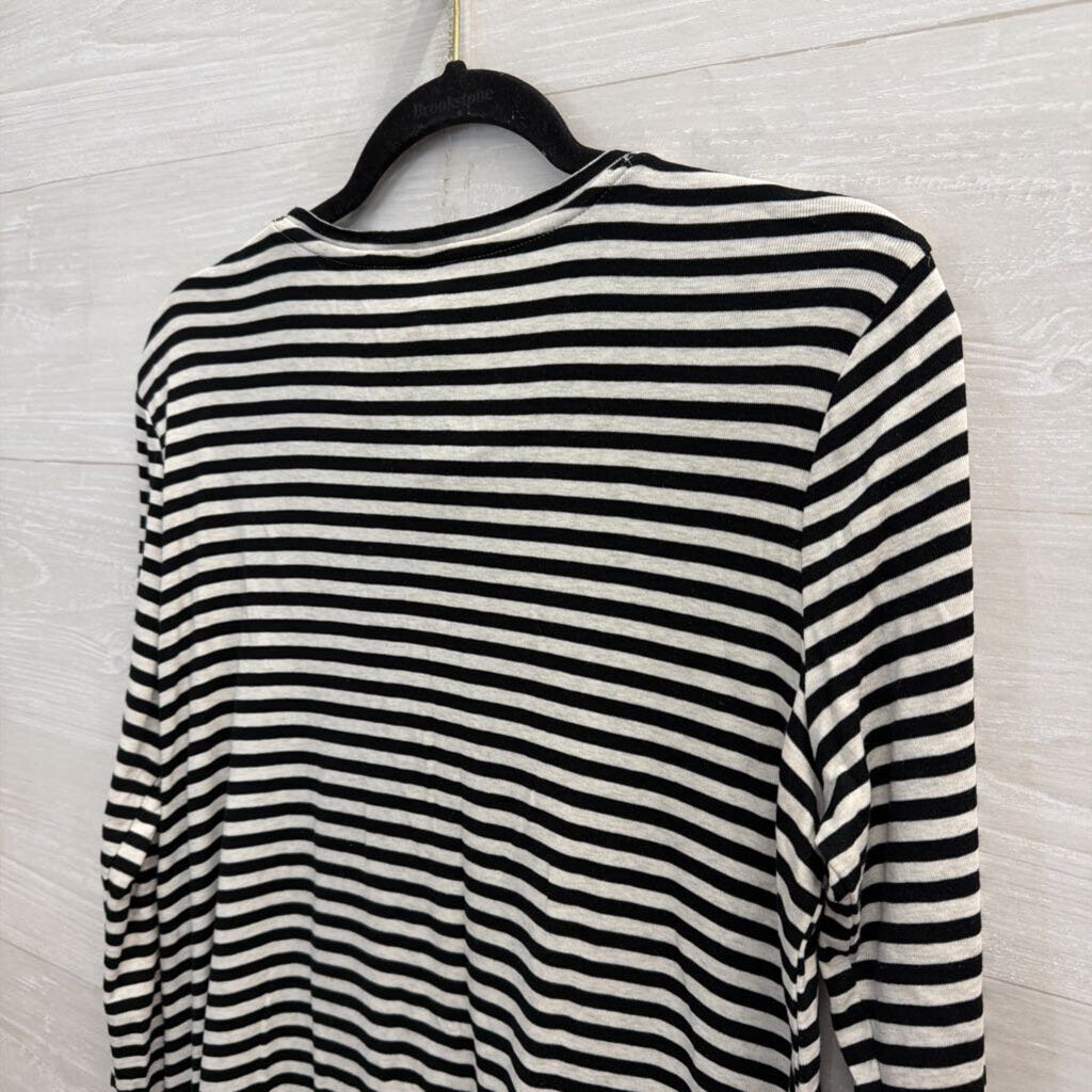 J Jill White/ Black Striped Long Sleeve Top Medium