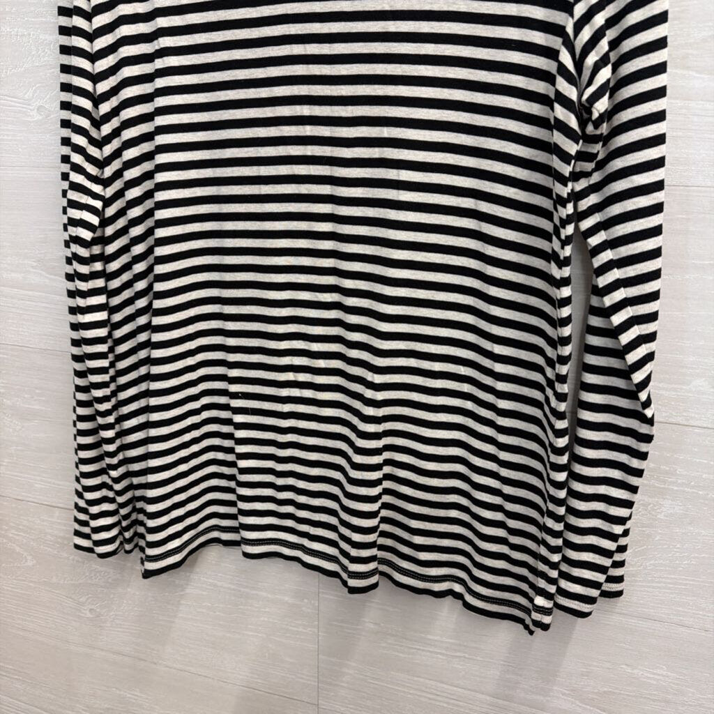 J Jill White/ Black Striped Long Sleeve Top Medium