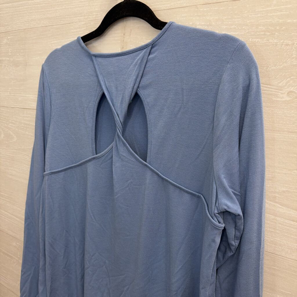 J Jill Blue Twist Back Long Sleeve Top Medium