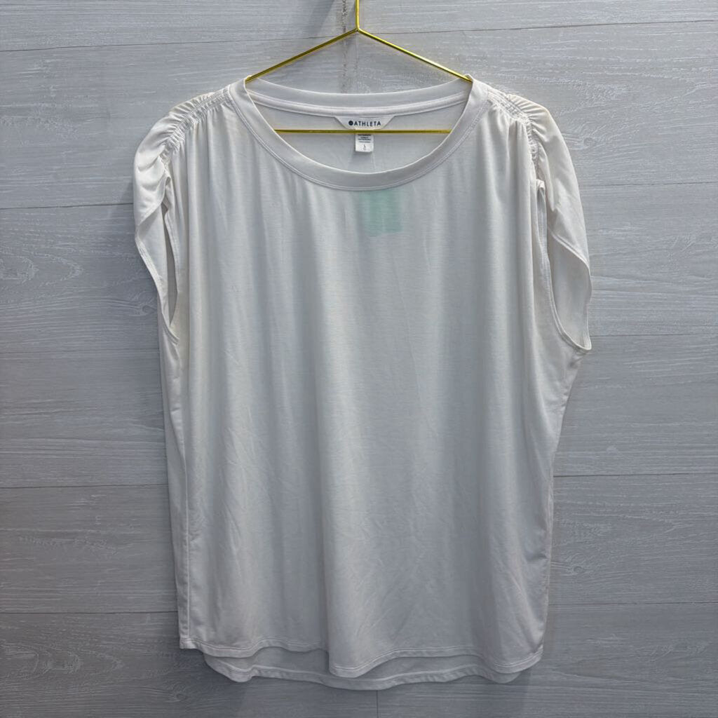 Athleta White Short Sleeve Top Large