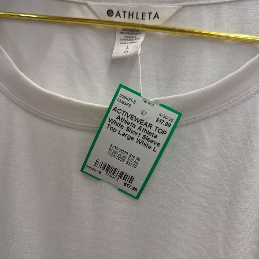 Athleta White Short Sleeve Top Large