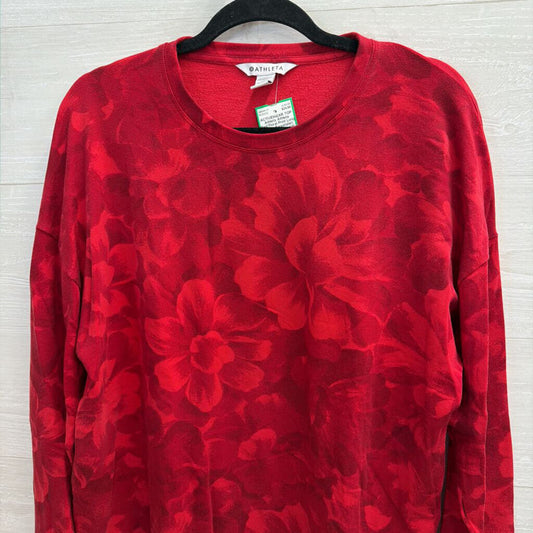 Athleta Red Floral Print Long Sleeve Sweatshirt Top Medium