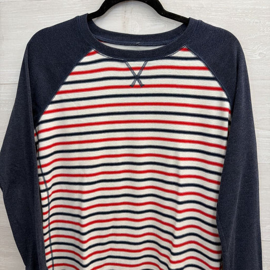 Eddie Bauer Blue/ White/ Red Striped Long Sleeve Top Large