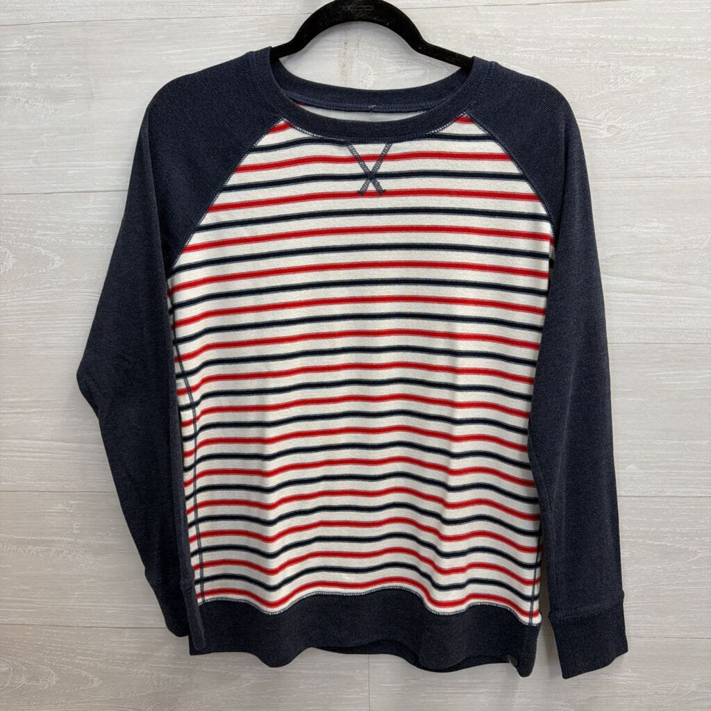 Eddie Bauer Blue/ White/ Red Striped Long Sleeve Top Large