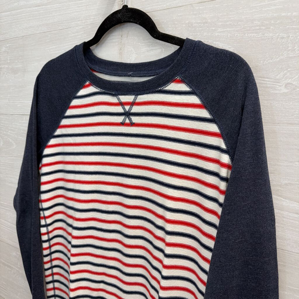 Eddie Bauer Blue/ White/ Red Striped Long Sleeve Top Large