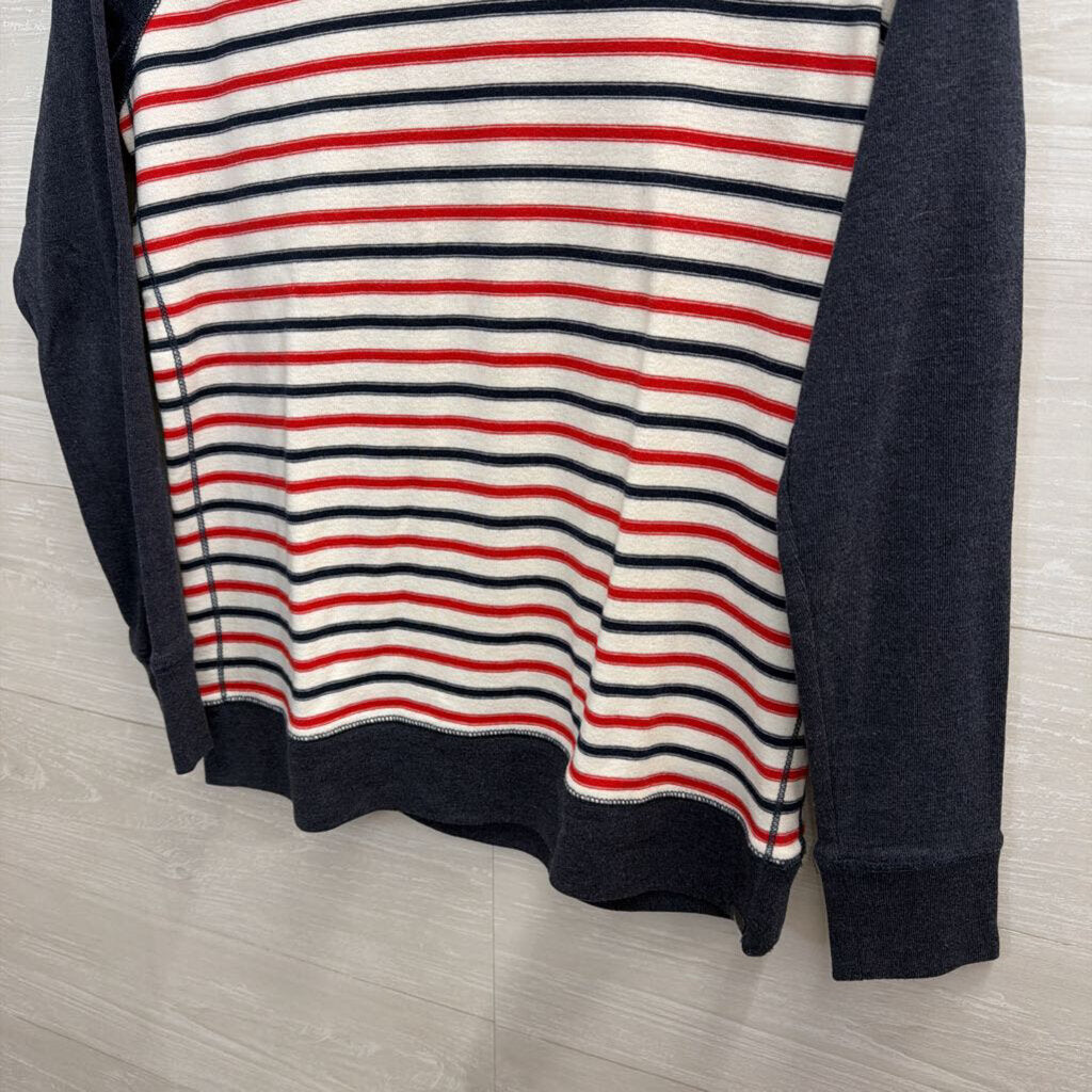 Eddie Bauer Blue/ White/ Red Striped Long Sleeve Top Large